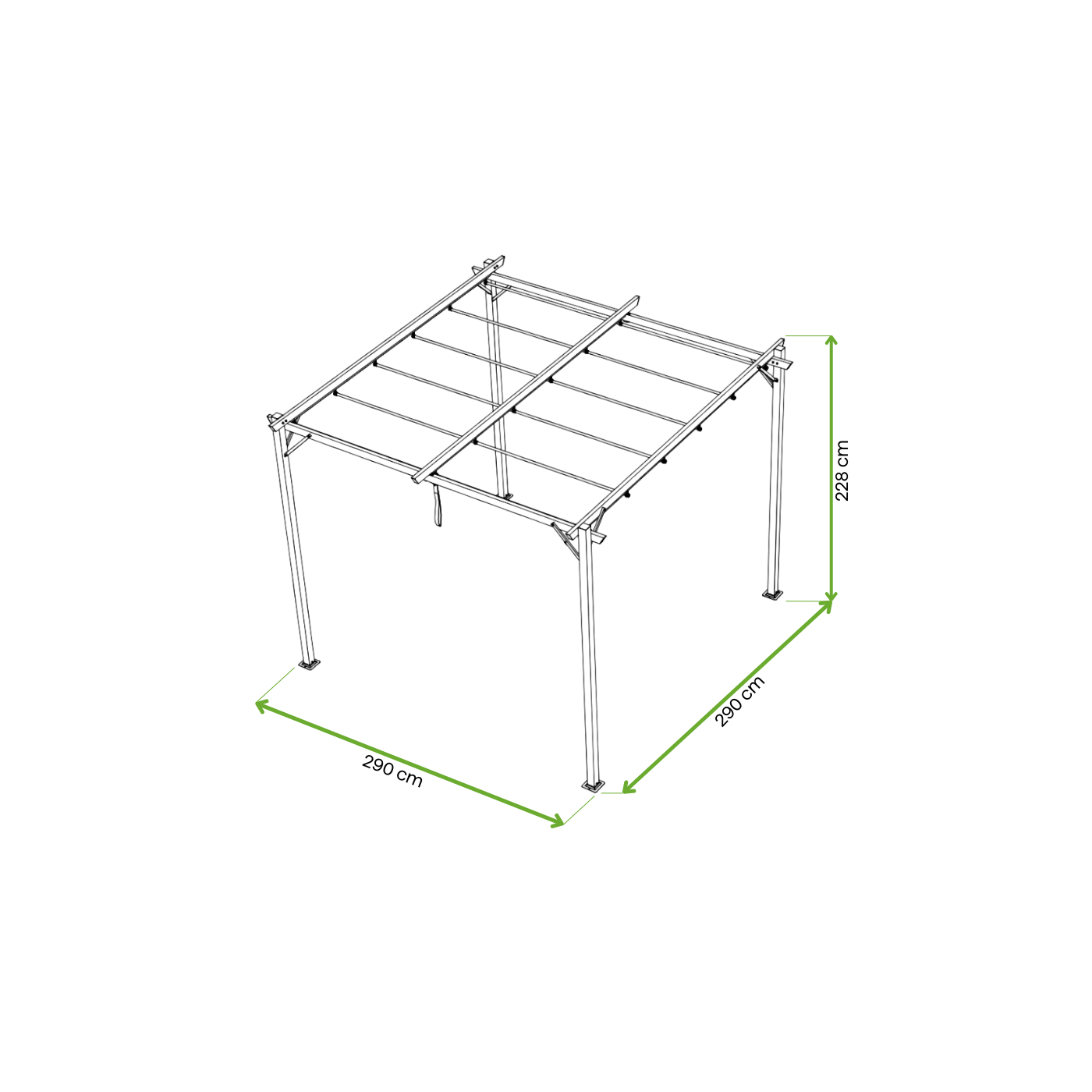 Wymiary pergoli Sprint 3x3m