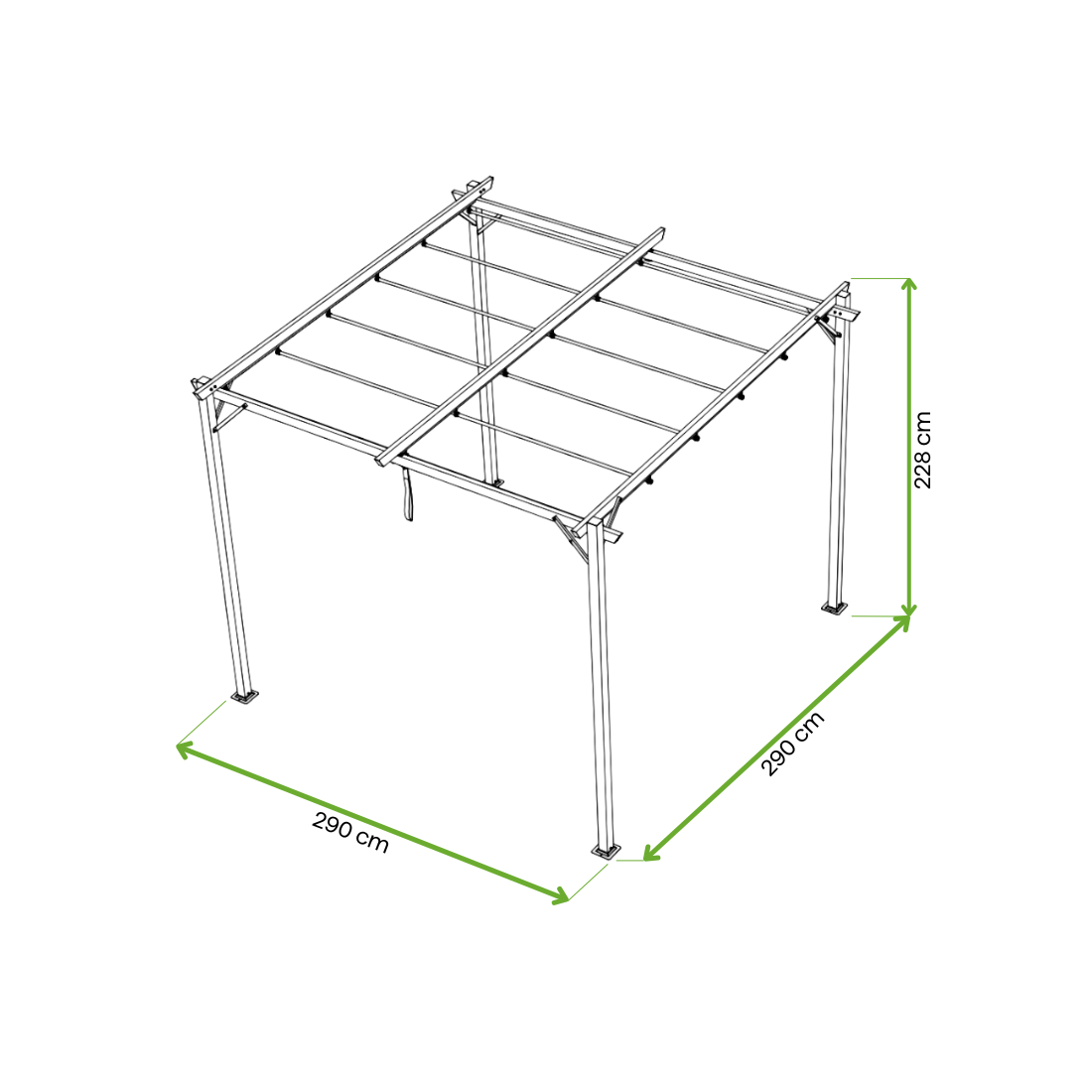 Wymiary pergoli Sprint 3x3m