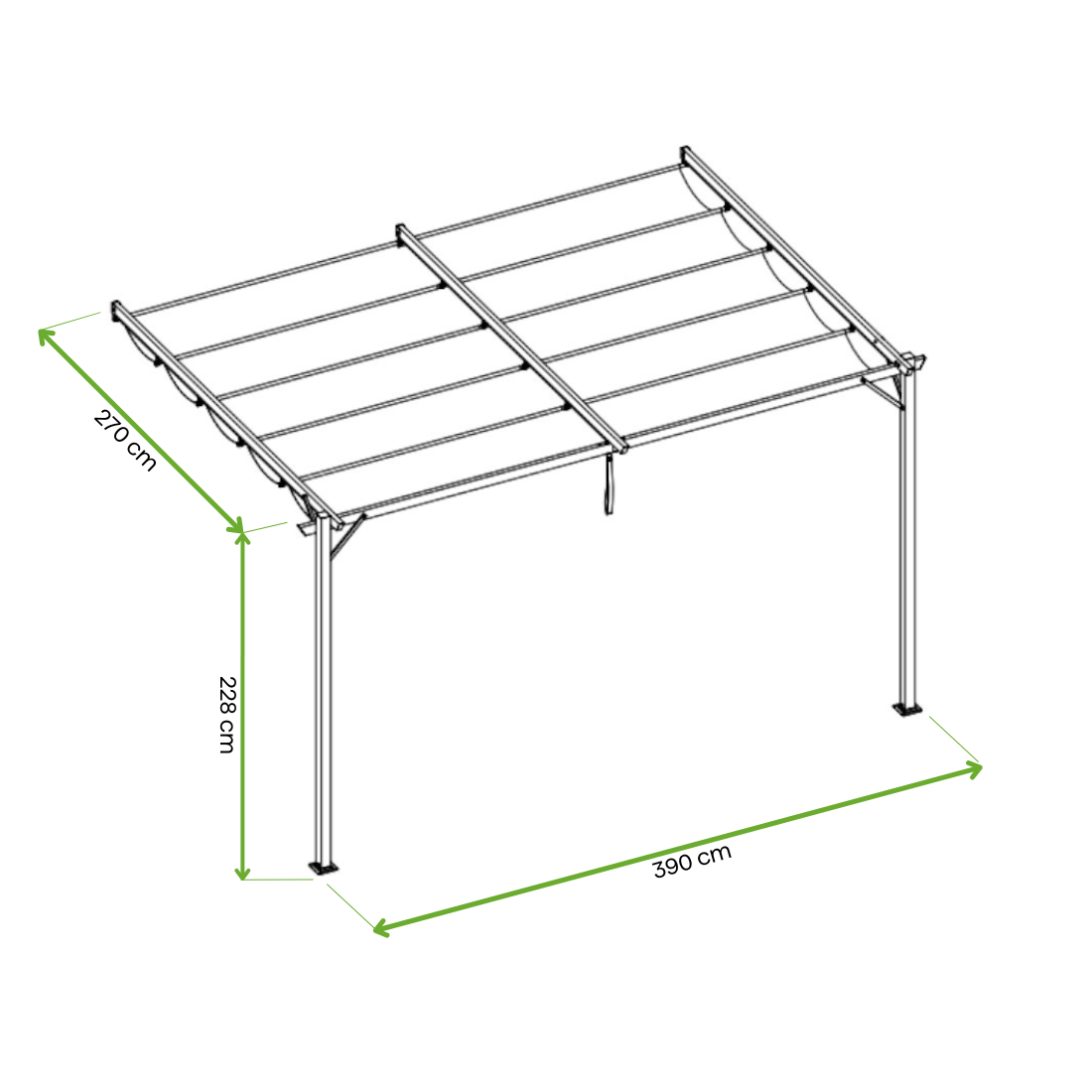 Wymiary pergoli Sprint Wall 4x2,7m Hardmaister