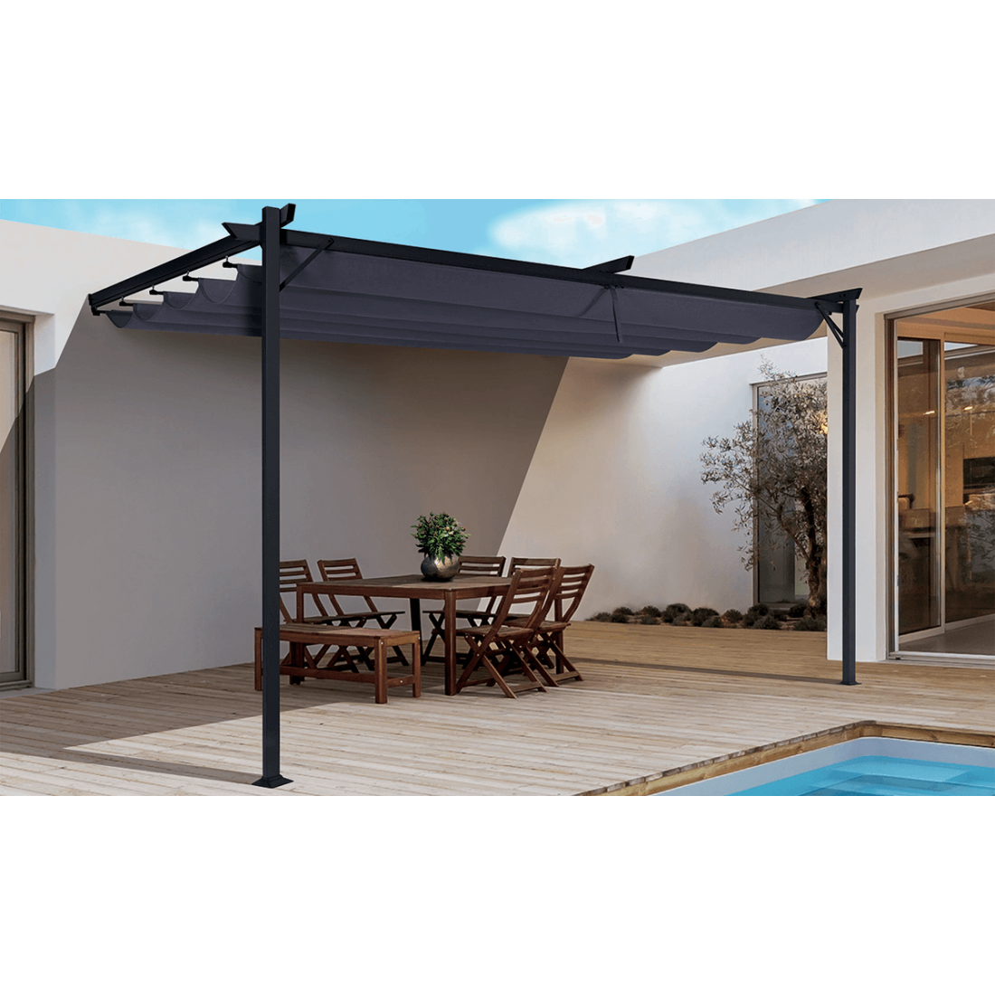 Aranżacja pergoli Sprint Wall 4x2,7m od Hardmaister