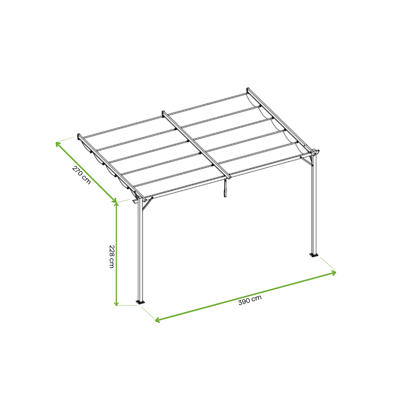 Wymiary pergola SPRINT WALL 4x2,7m Hardmaister