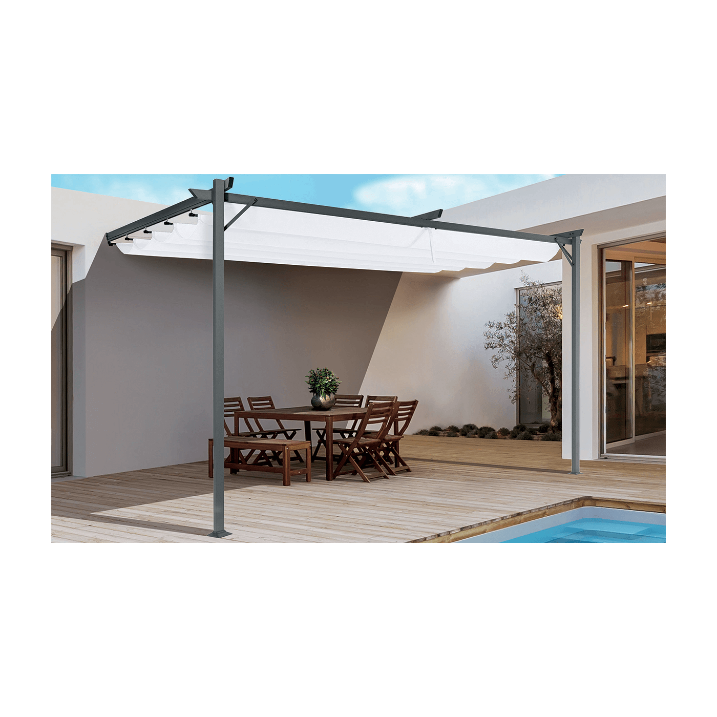 Aranżacja pergoli SPRINT WALL 4x2,7m Hardmaister