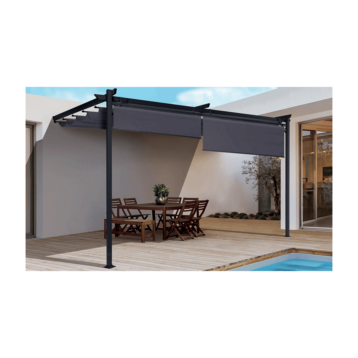 Aranżacja pergoli SPRINT WALL PLUS 4x2,7m Hardmaister