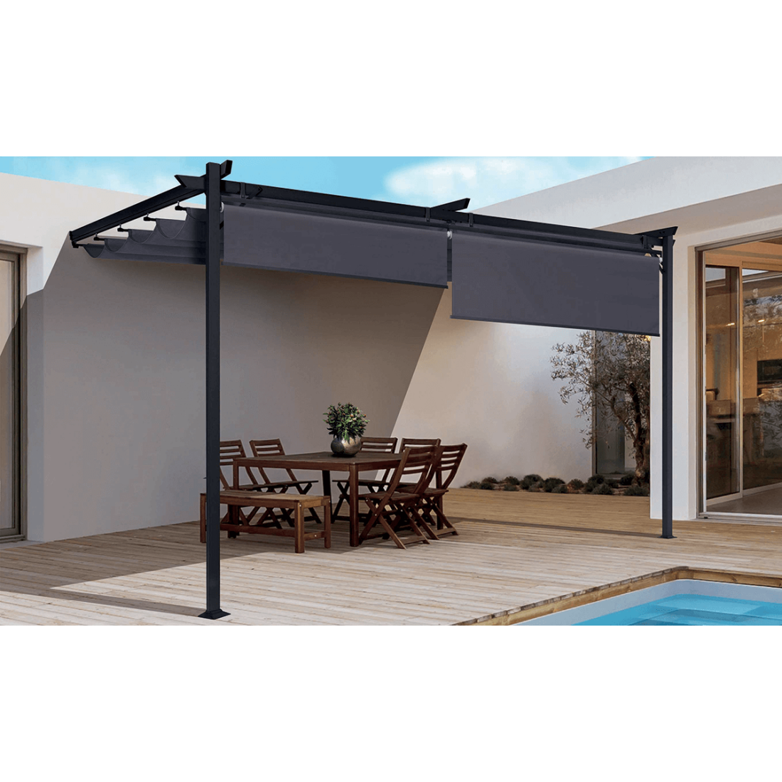 Aranżacja pergoli SPRINT WALL PLUS 4x2,7m Hardmaister