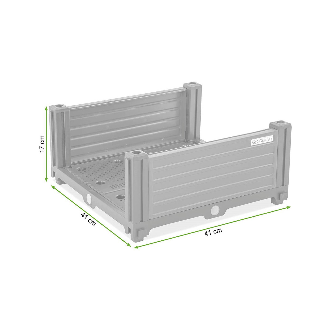 Wymiary Moduł dodatkowy do skrzyni uprawowej GROW CUBE KIT 41x41x17cm - CULTIVO