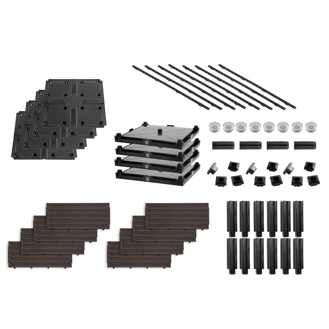 Elementy tworzące dużą skrzynkę uprawową GROW CUBE L 82x82x17cm - CULTIVO