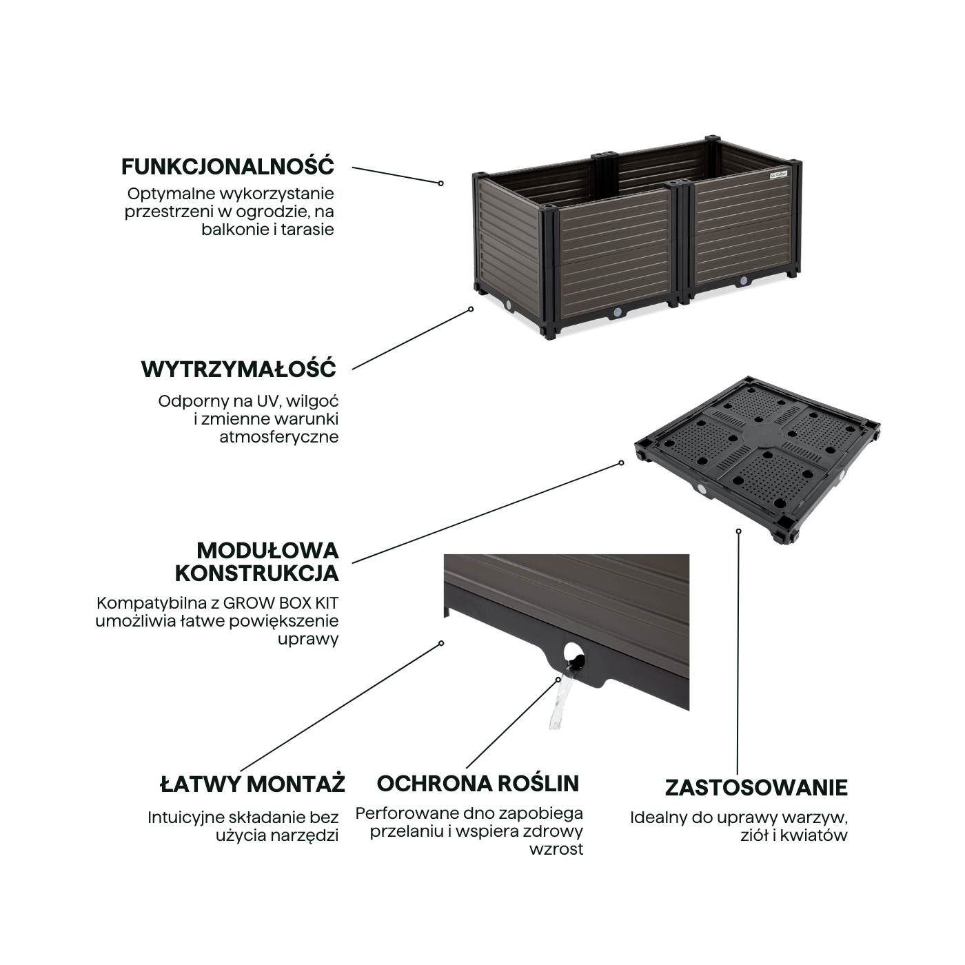 Cechy skrzyni uprawowej GROW BOX M 