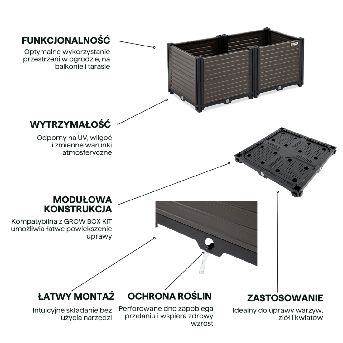 Cechy skrzyni uprawowej GROW BOX M 