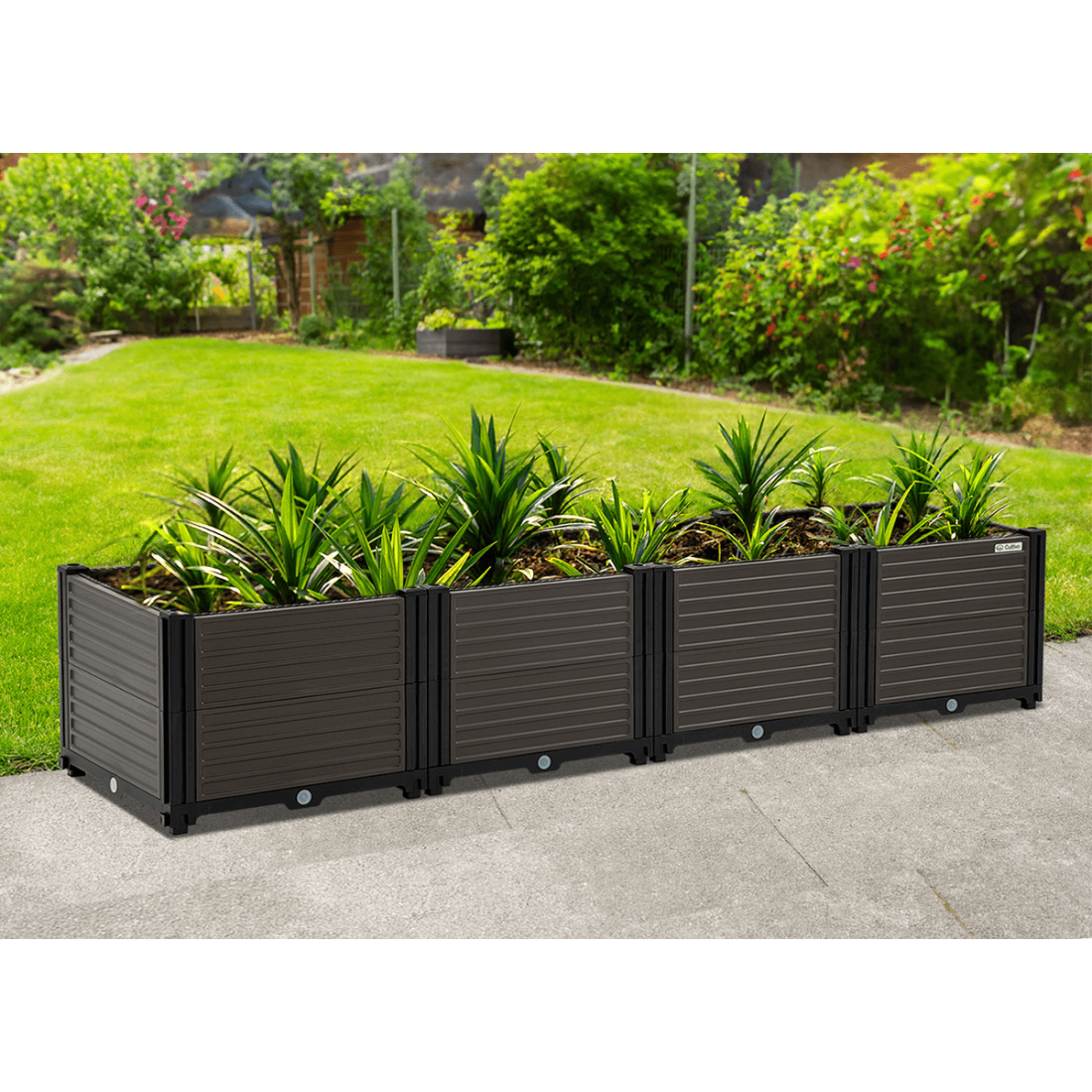 Aranżacja na ogrodzie skrzyni uprawowej GROW BOX XL