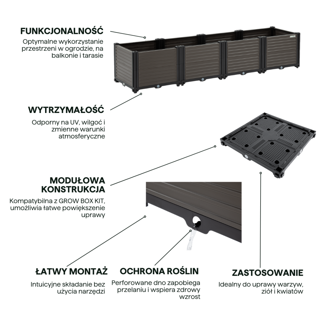 Cechy skrzyni uprawowej GROW BOX XL Cultivo