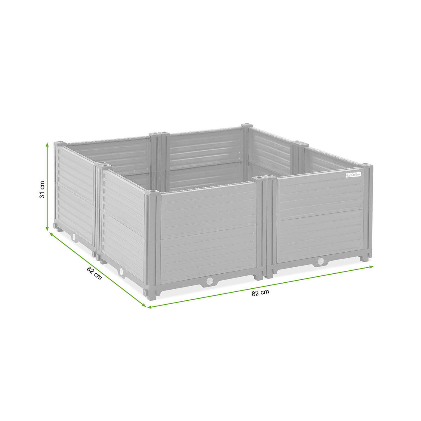 Wymiary skrzynia uprawowa TERRA CUBE S 82x82x31cm - CULTIVO