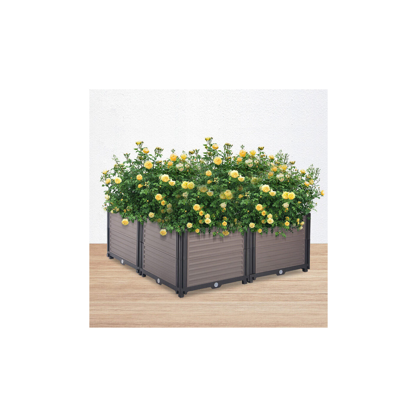 Wizualizacja skrzynki uprawowej z kwiatami