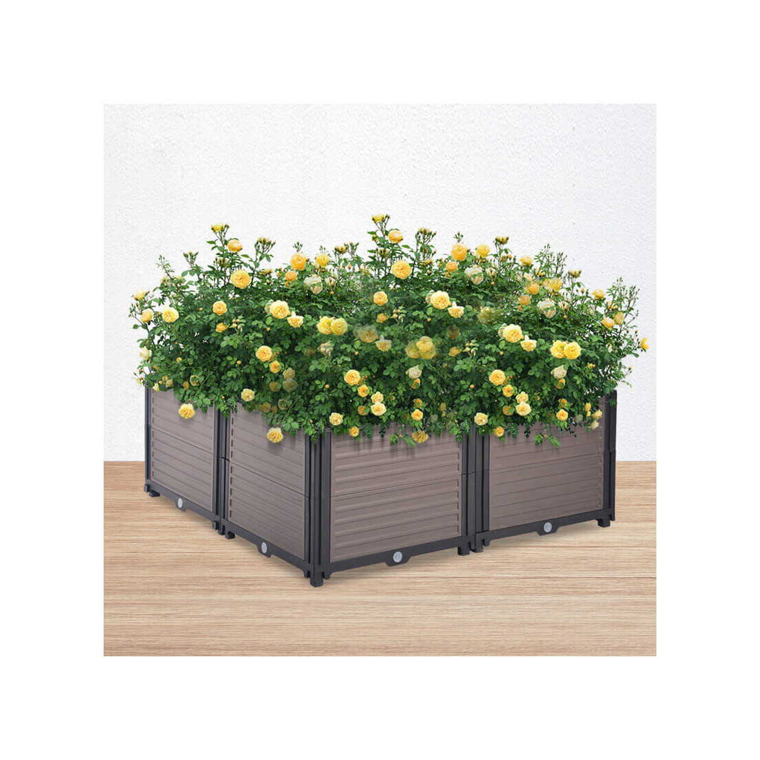 Wizualizacja skrzynki uprawowej z kwiatami