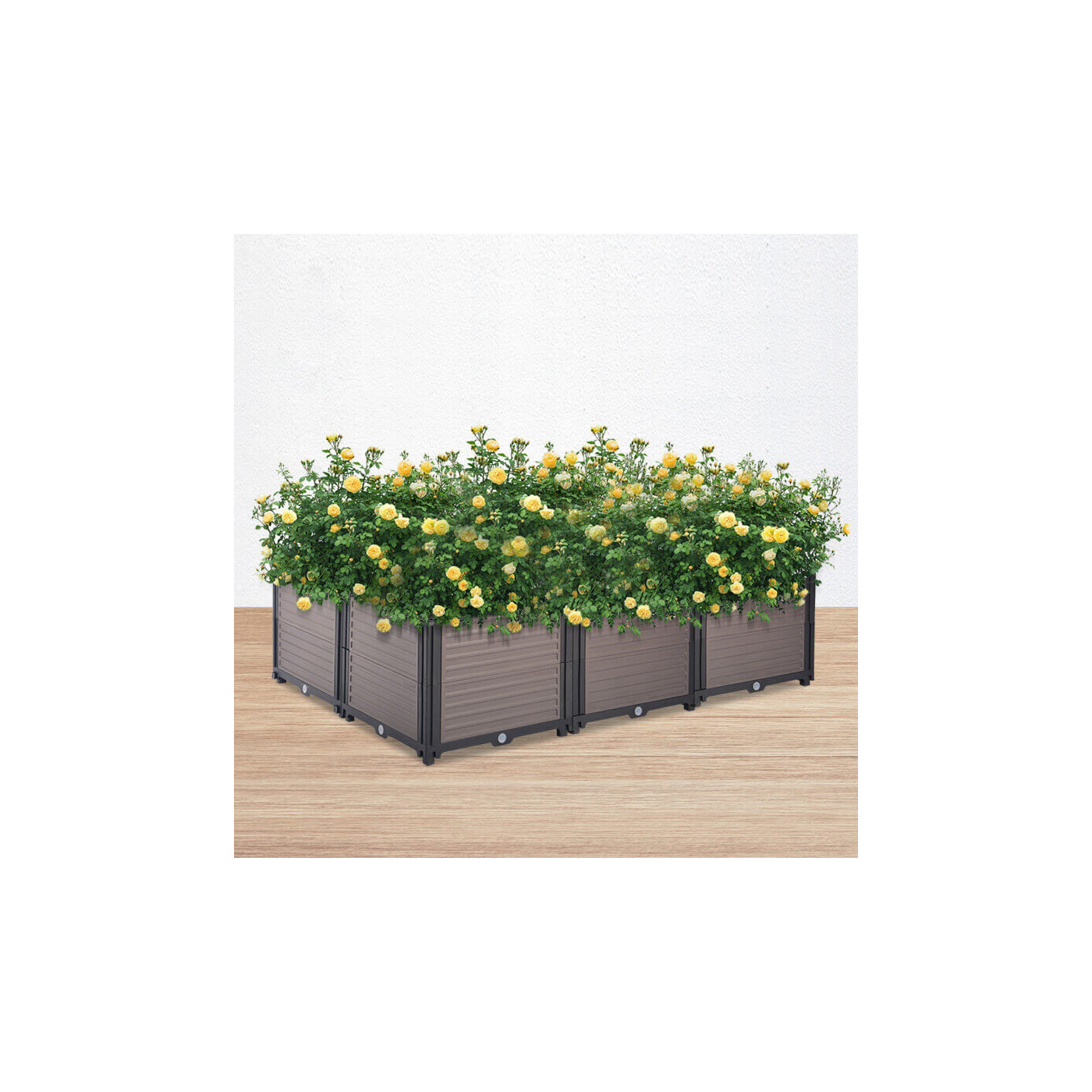 Wizualizacja skrzynki uprawowej z kwiatami