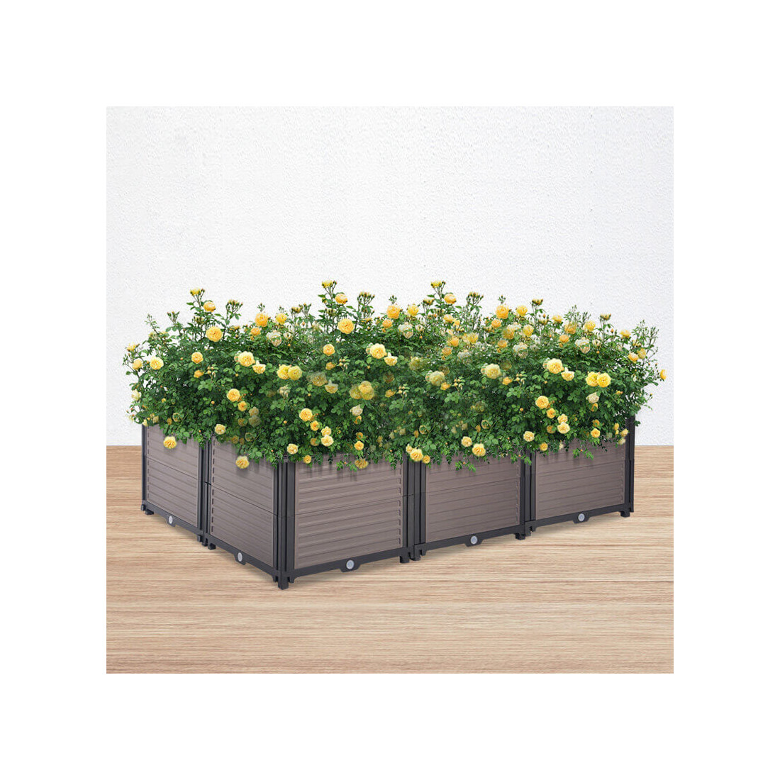 Wizualizacja skrzynki uprawowej z kwiatami