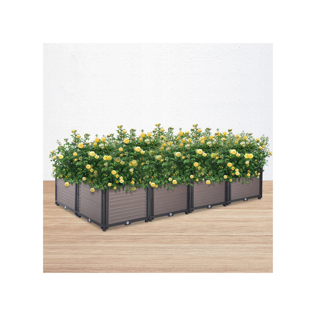 Wizualizacja skrzynki uprawowej z kwiatami