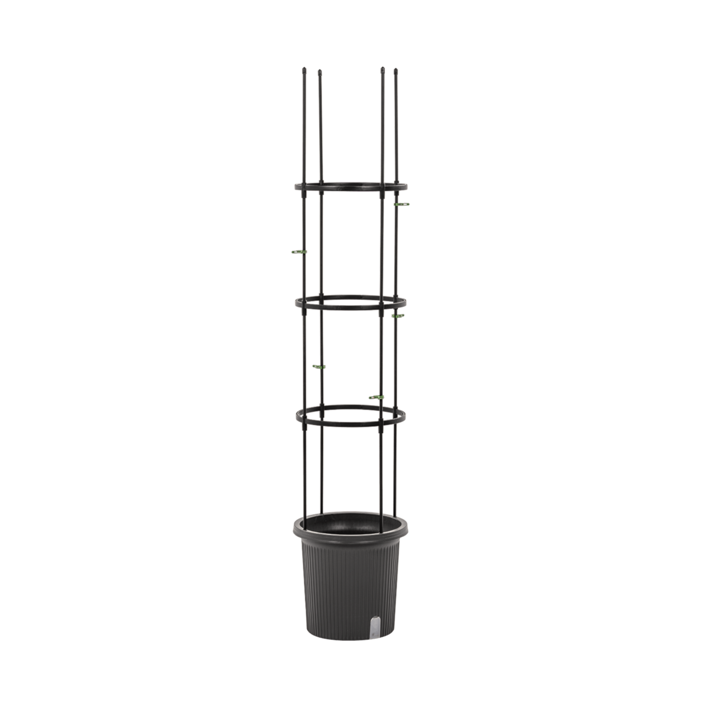 Pełny widok na doniczkę ze stojakiem do uprawy pomidorów TOMATO TUBE 8x28x148cm - CULTIVO