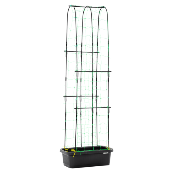 Widok całej doniczki ze stojakiem do uprawy ogórków CUCU GROW BOX 60x30x178cm CULTIVO