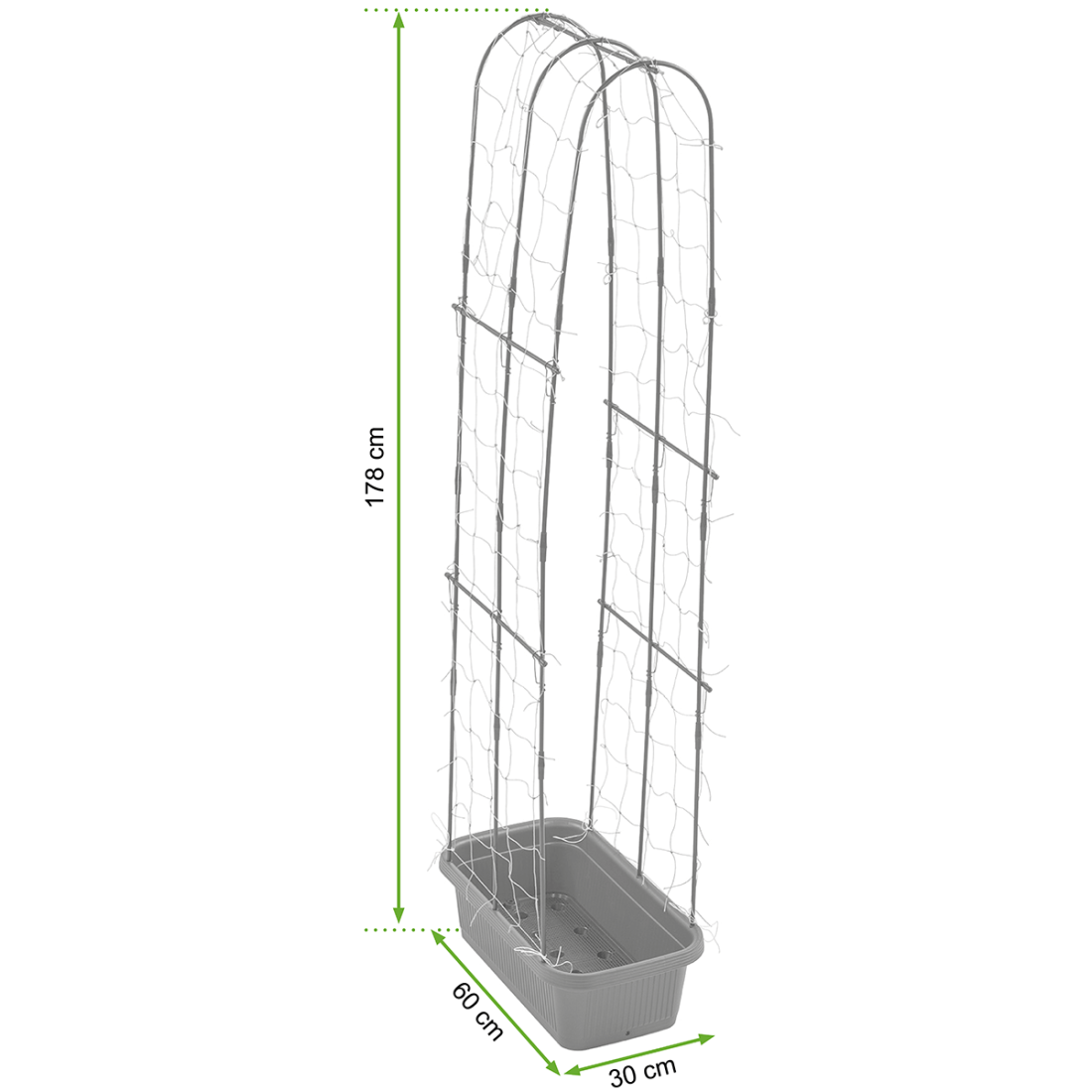 Wymiary doniczki ze stojakiem do uprawy ogórków CUCU GROW BOX 60x30x178cm CULTIVO