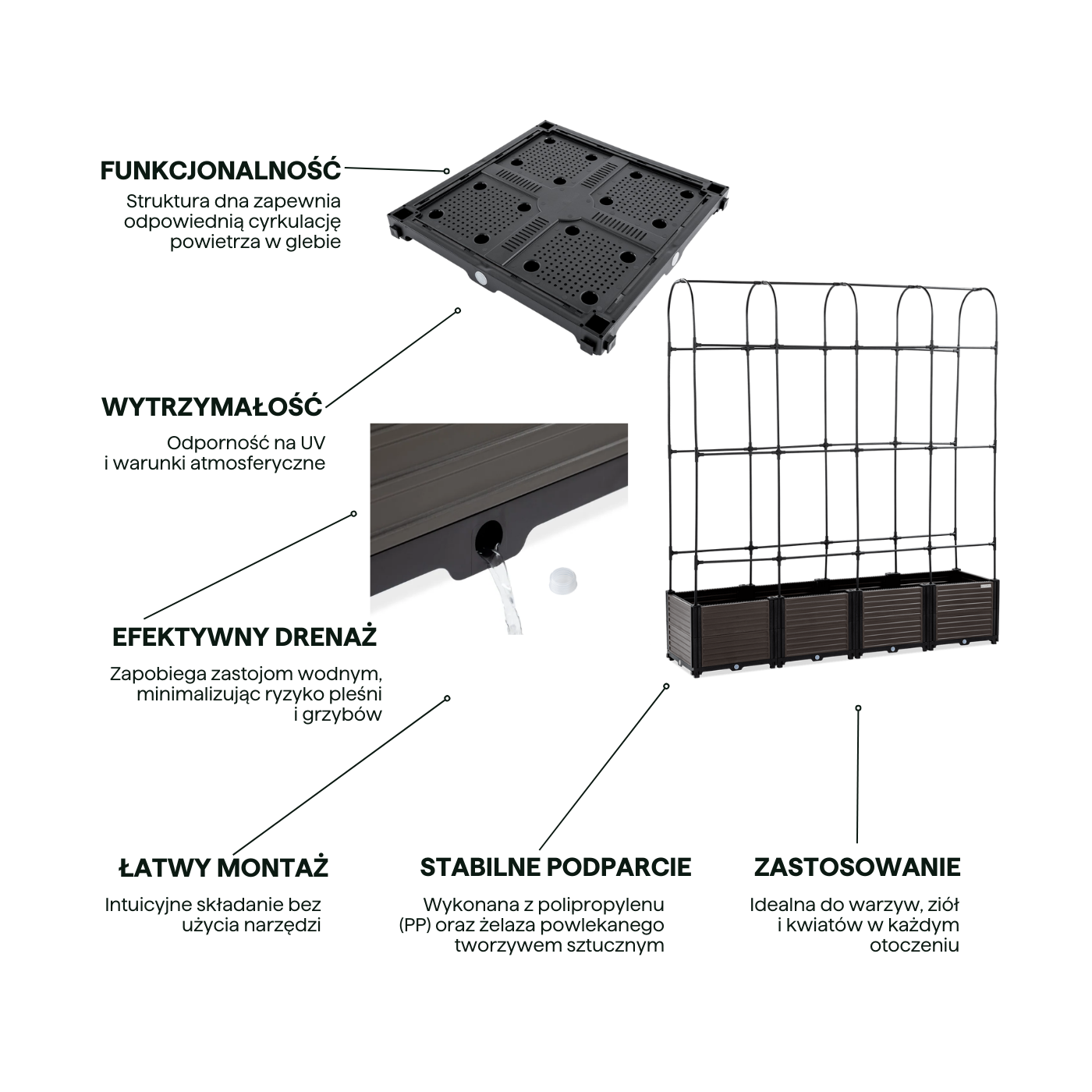 CULTIVATION BOX + ROUNDED STAND 168x42x180CM
