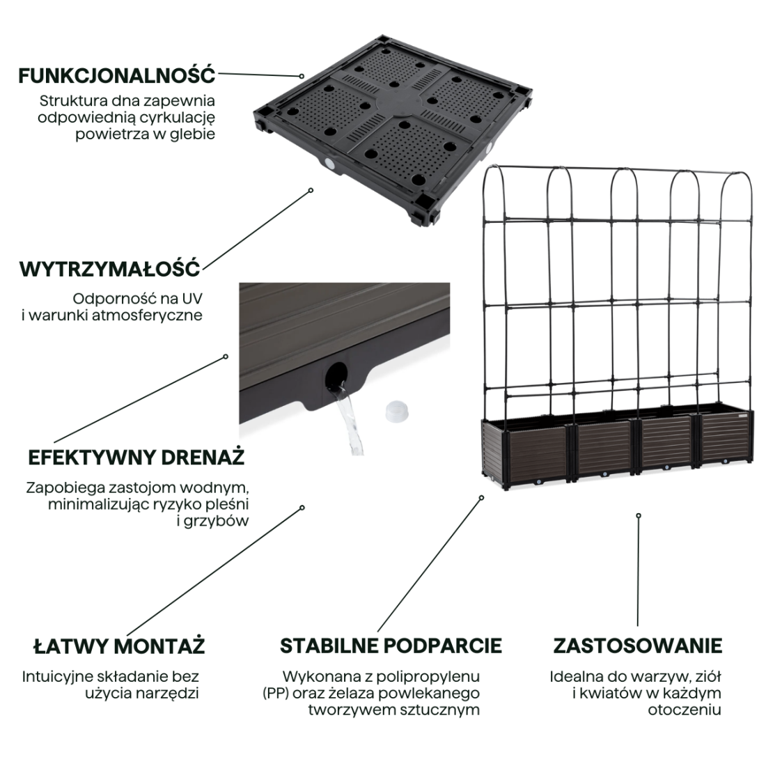 CULTIVATION BOX + ROUNDED STAND 168x42x180CM