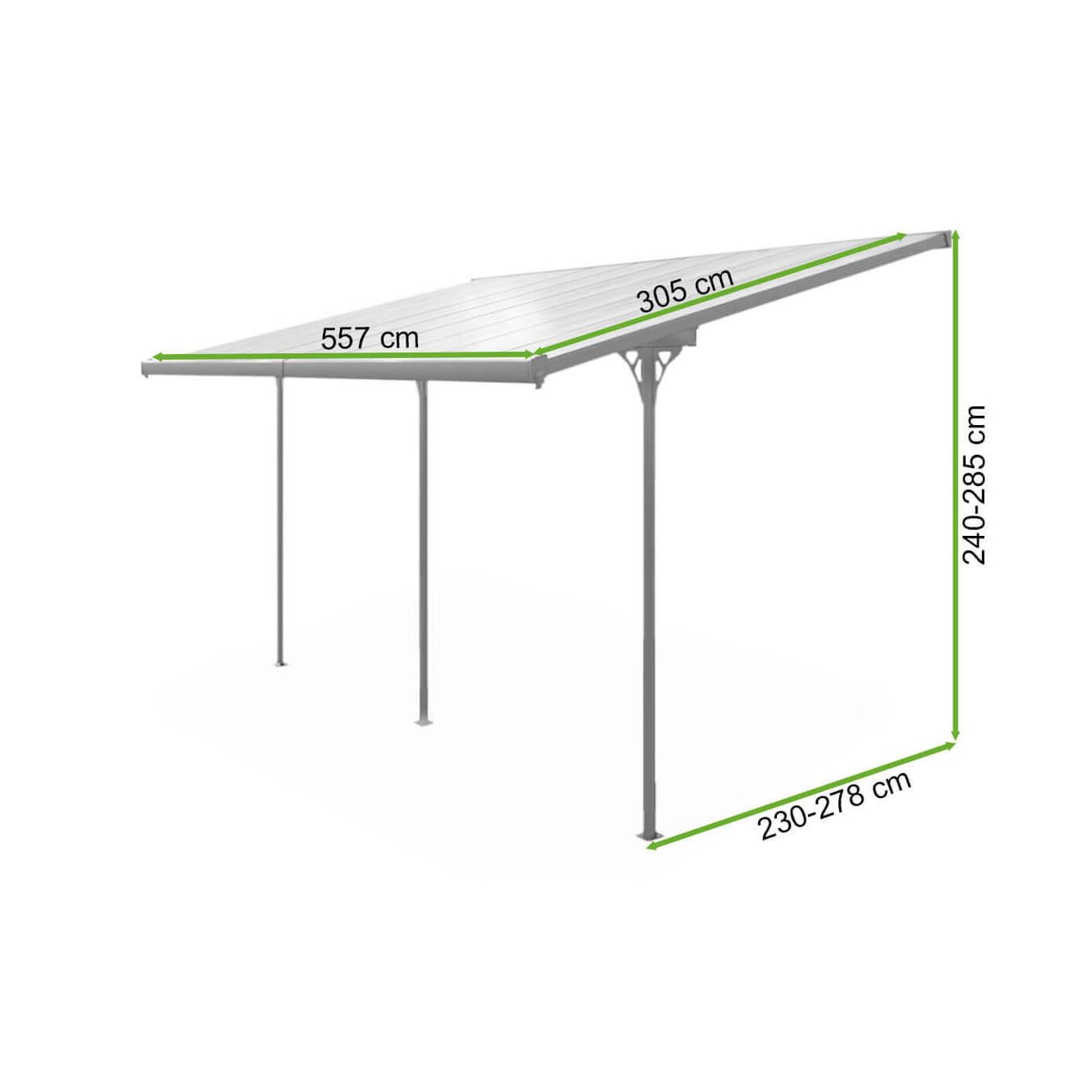 Wymiarowanie Wiata tarasowa ATLANTA 5,5x3m Cold Grey Hardmaister