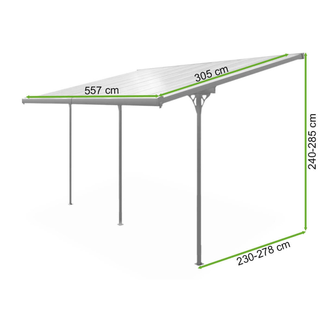 Wymiarowanie Wiata tarasowa ATLANTA 5,5x3m Cold Grey Hardmaister