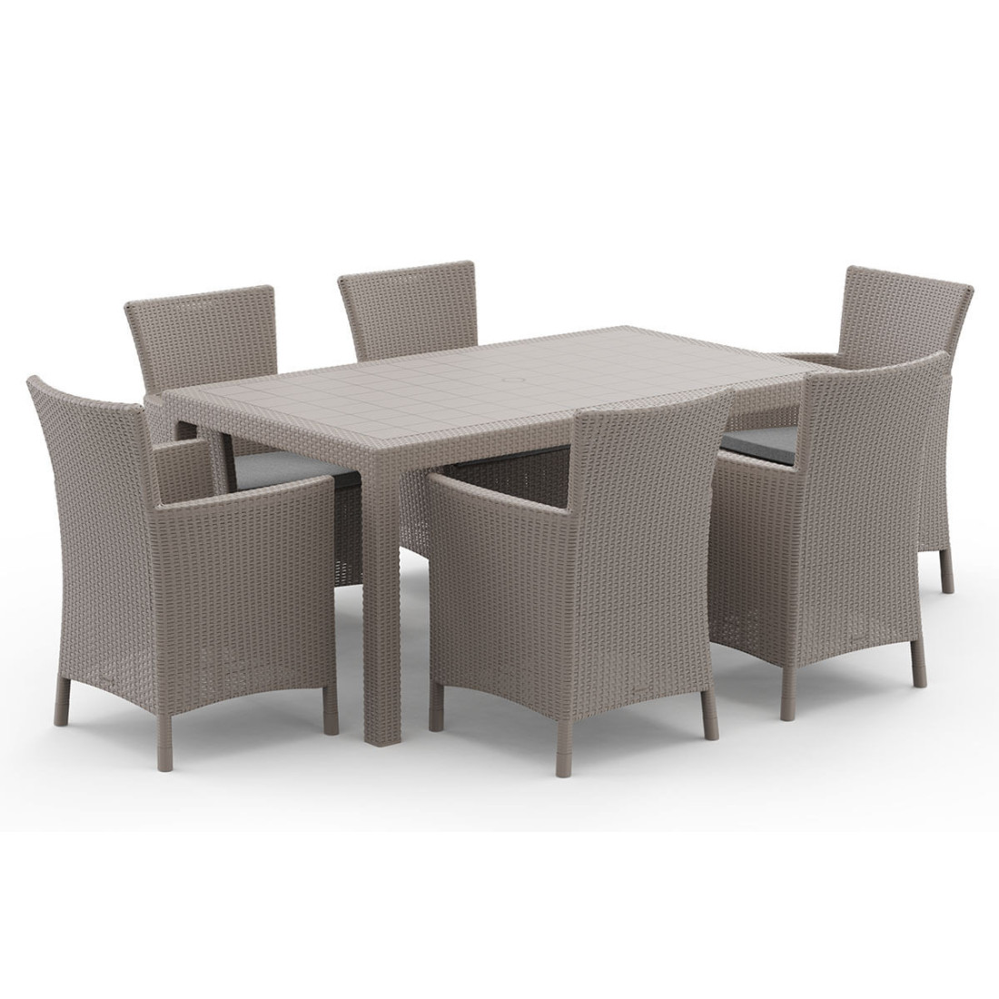 sześcioosobowy zestaw z tworzywa sztucznego odpornego na warunki atmosferyczne