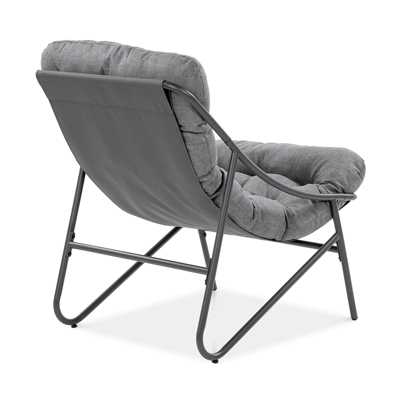 Tył ciemnoszarego fotela z kompletu mebli do ogrodu