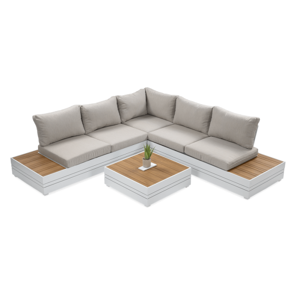 Zestaw wypoczynkowy Marvel White narożnik ze stolikiem