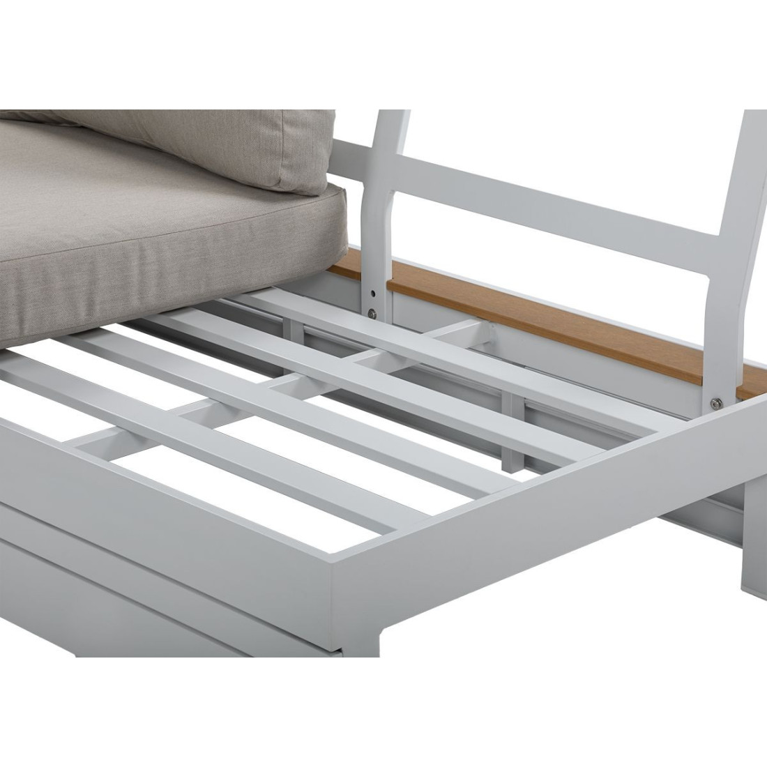 Zbliżenie na biały aluminiowwy stelaż narożnika marvel white