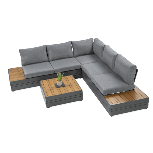 Zestaw wypoczynkowy Marvel Dark Grey narożnik ze stolikiem