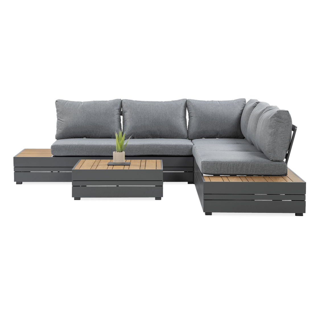 bok zestawu narożnego z stolikiem marvel ciemno szary