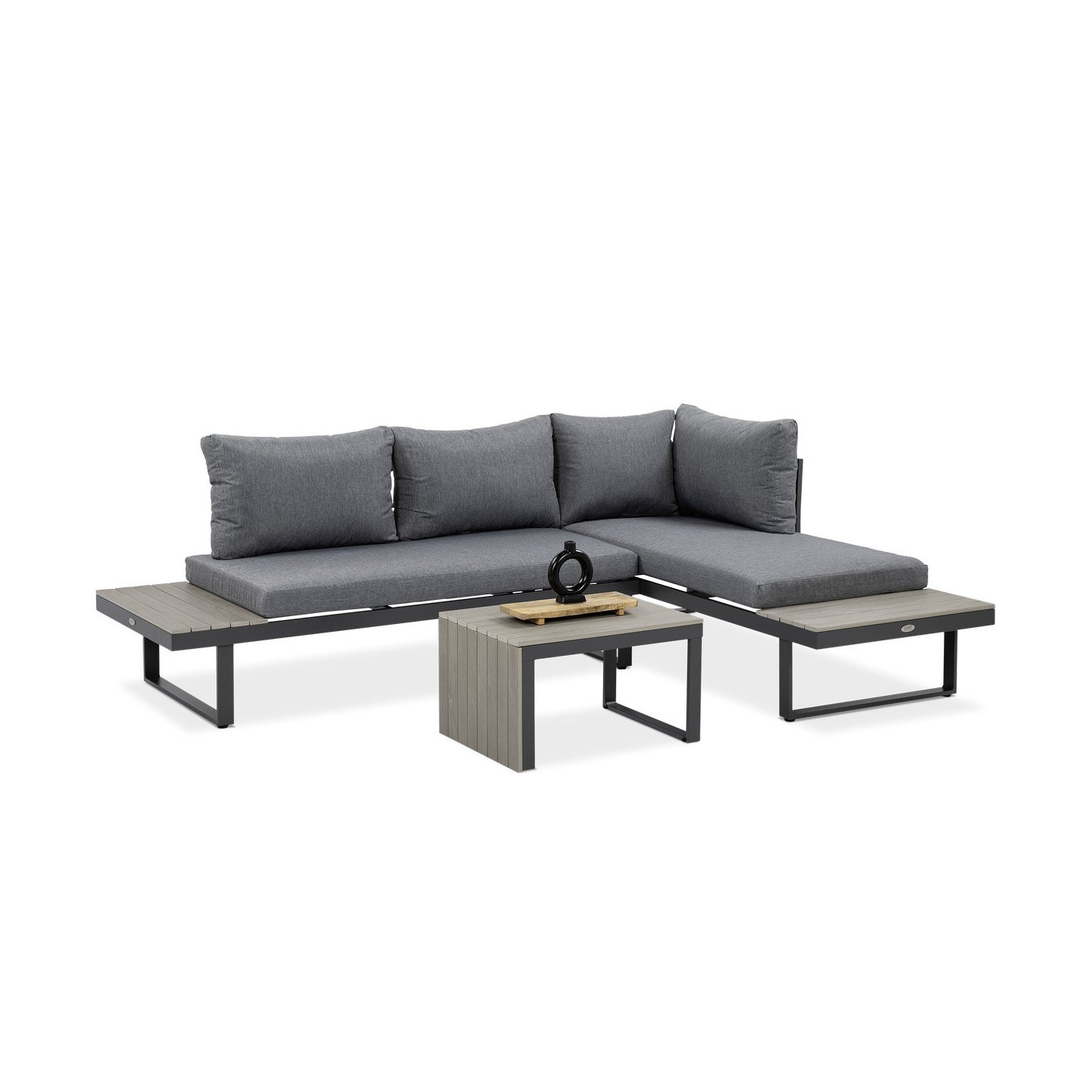 Zbliżenie na zakończenie narożnika modułowego TULIP light grey