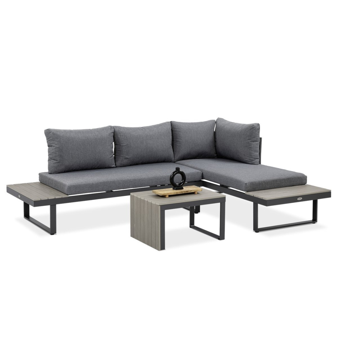 Zbliżenie na zakończenie narożnika modułowego TULIP light grey