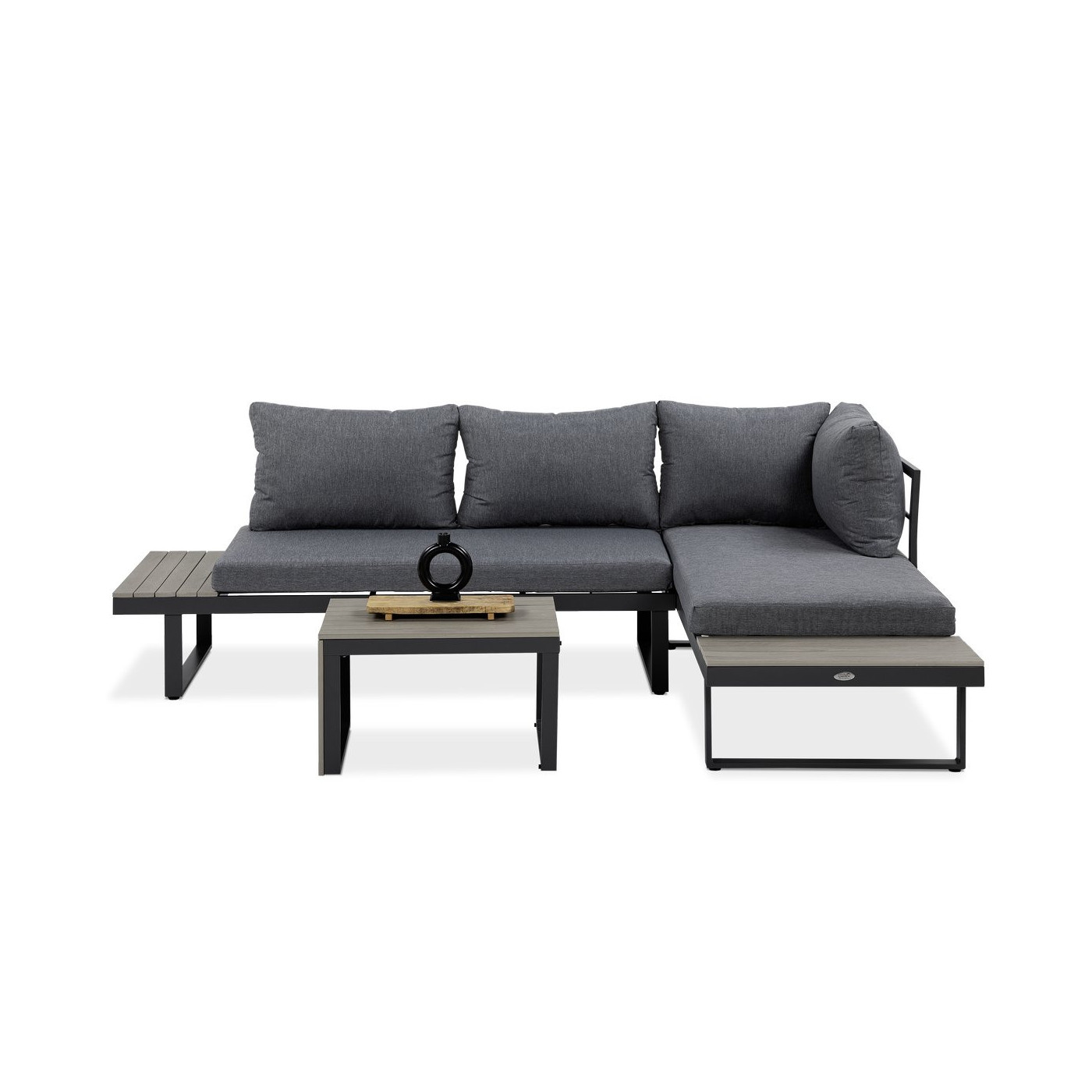 widok z przodu na narożnik modułowy tulip w kolorze jasno szarym