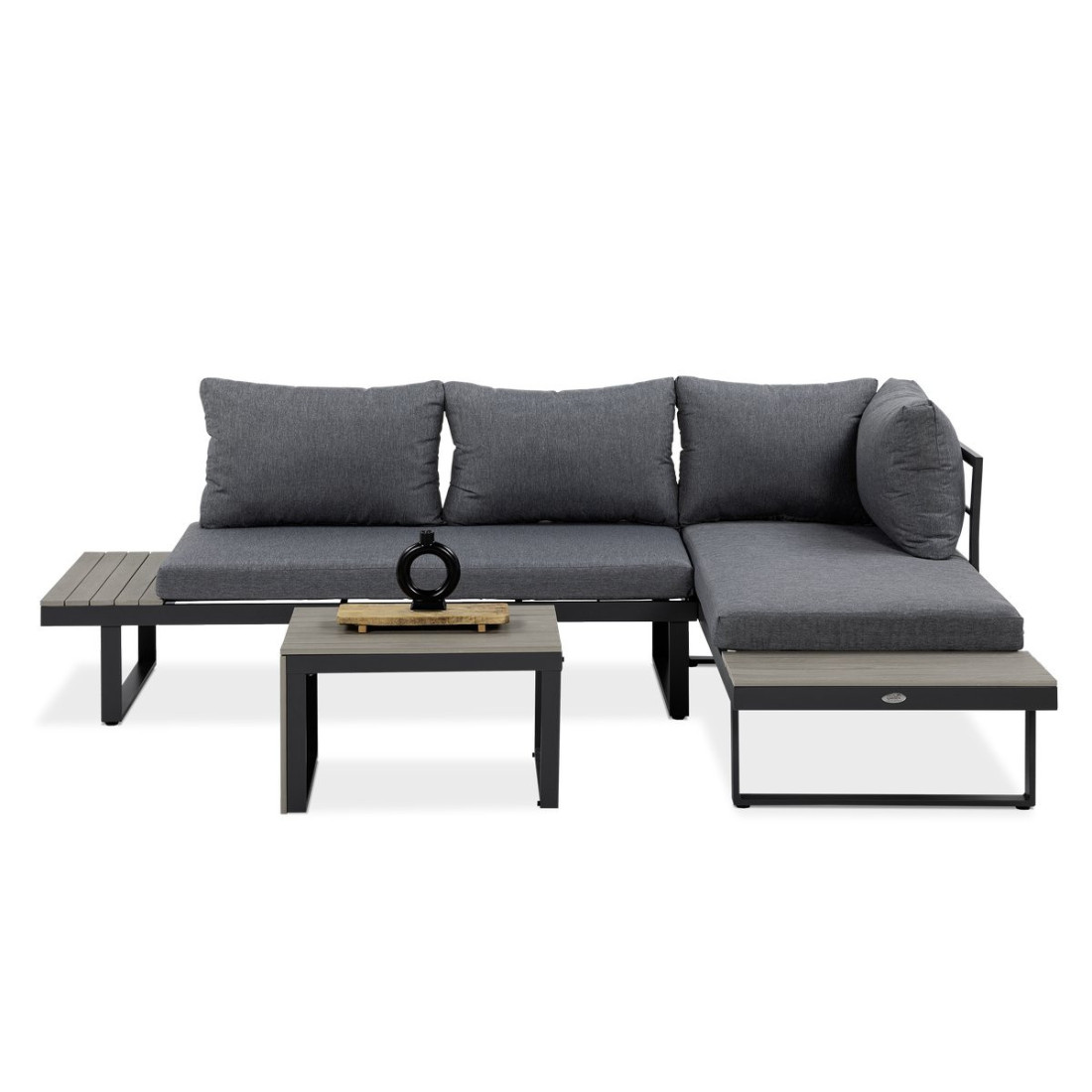 widok z przodu na narożnik modułowy tulip w kolorze jasno szarym