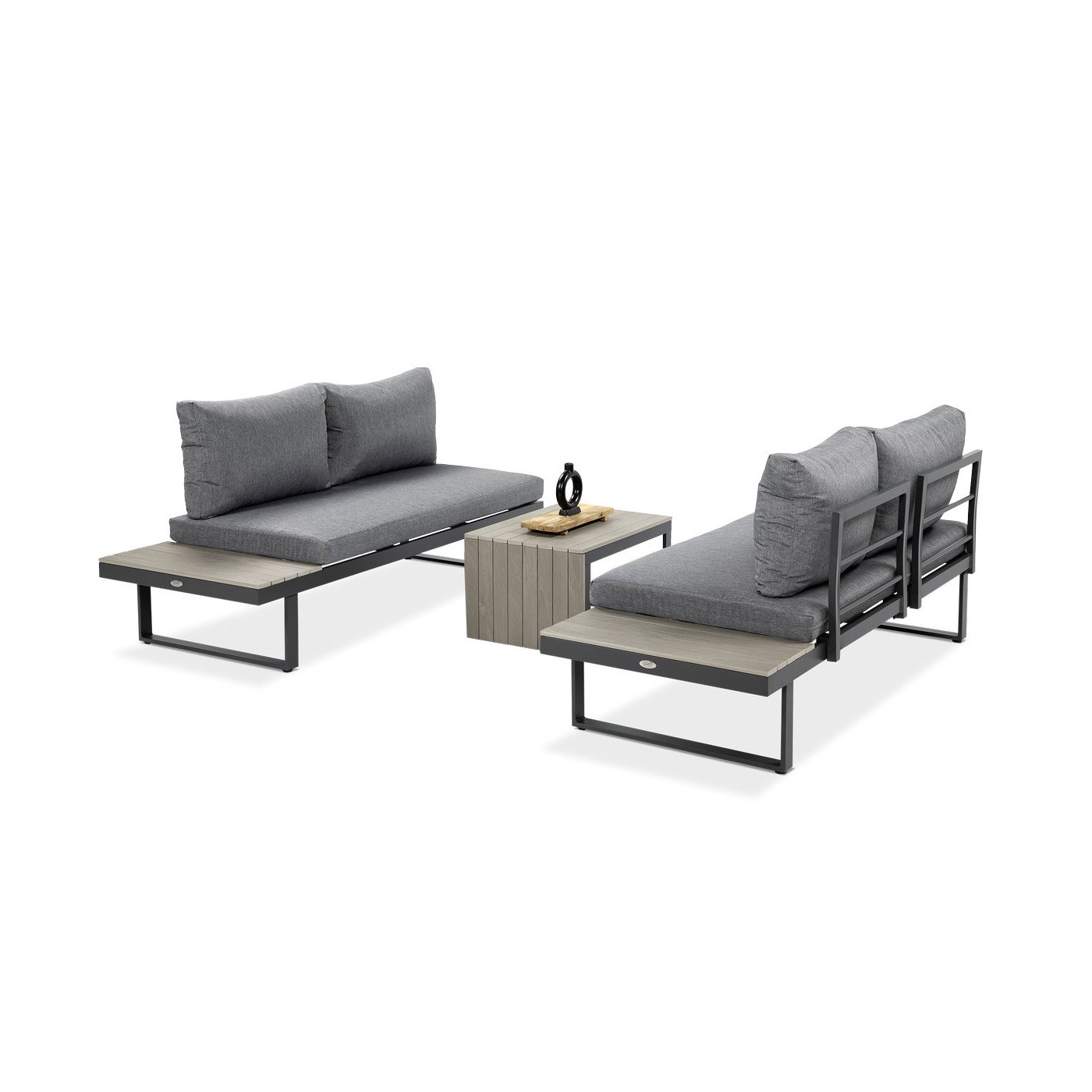 narożnik tulip skonfigurowany jako dwie sofy ustawione na przeciwko siebie, między nimi stolik kawowy