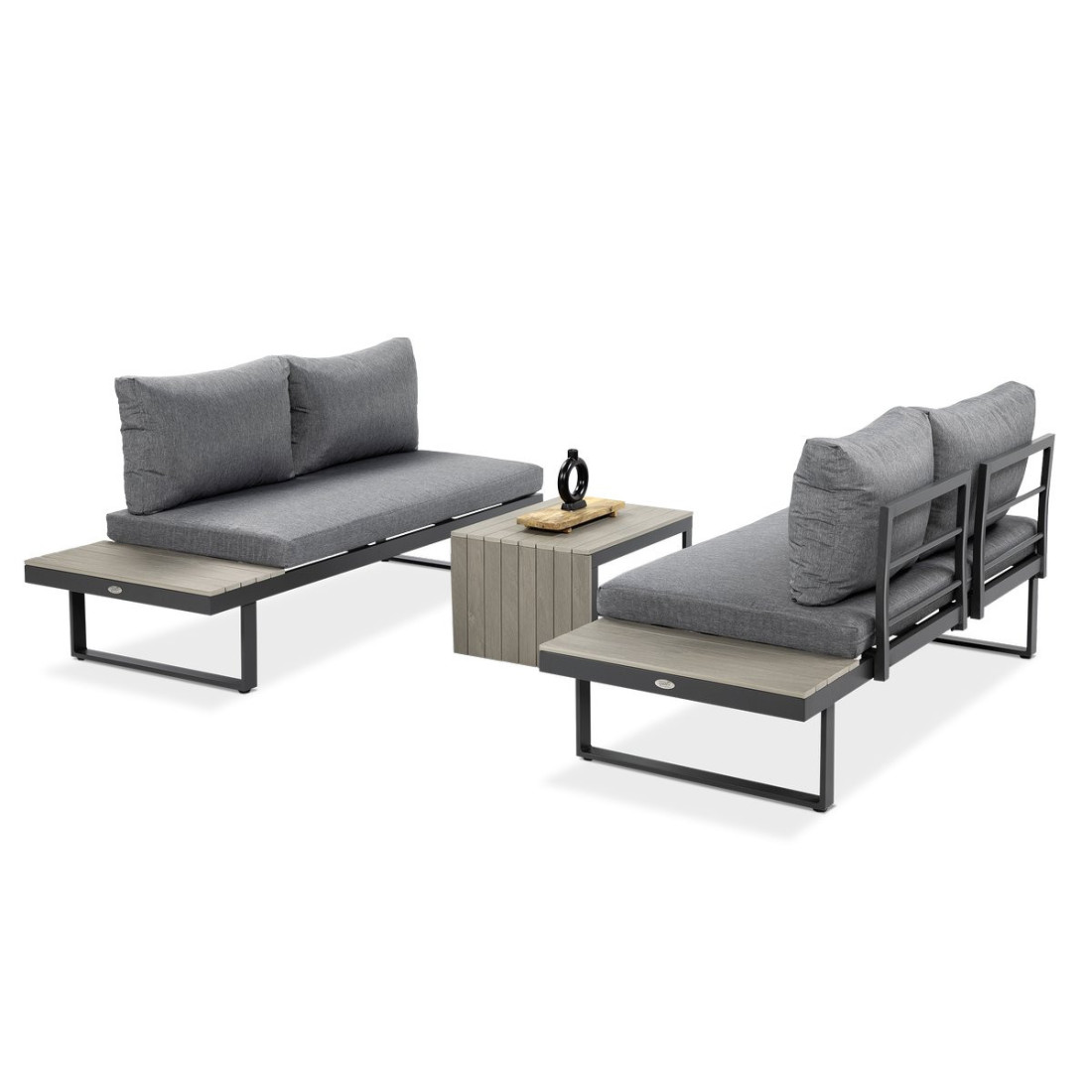 narożnik tulip skonfigurowany jako dwie sofy ustawione na przeciwko siebie, między nimi stolik kawowy