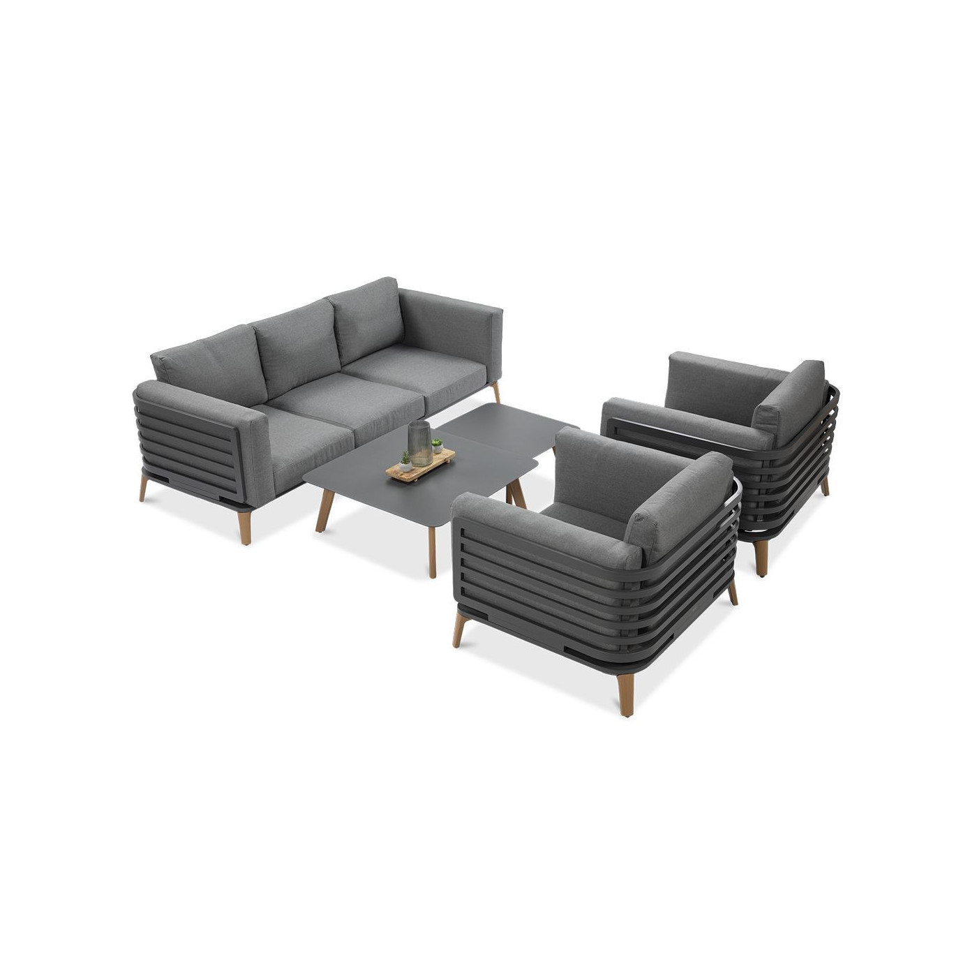 bok zestawu radisson w konfiguracji sofa i dwa fotele na przeciwko siebie