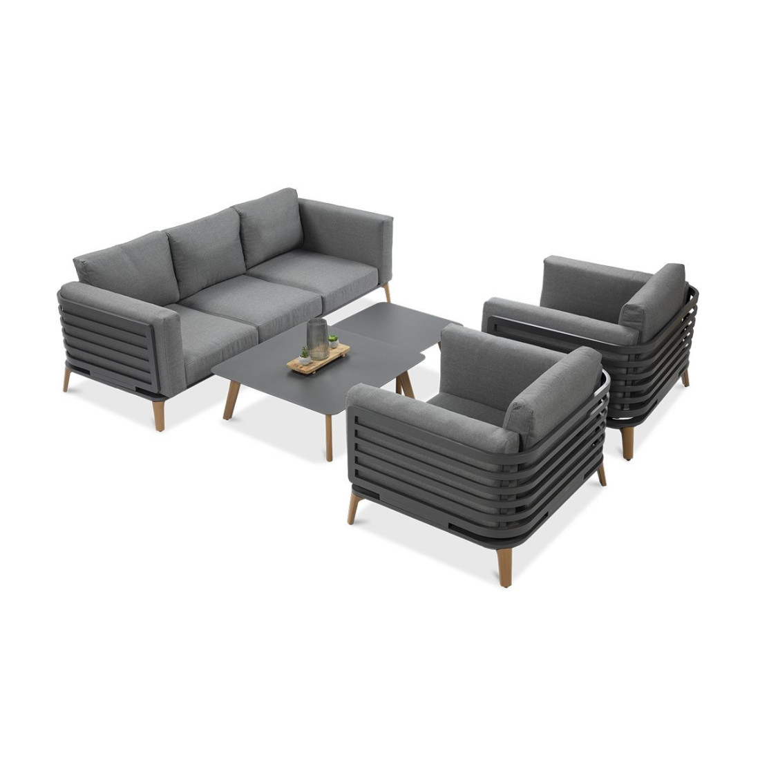 bok zestawu radisson w konfiguracji sofa i dwa fotele na przeciwko siebie