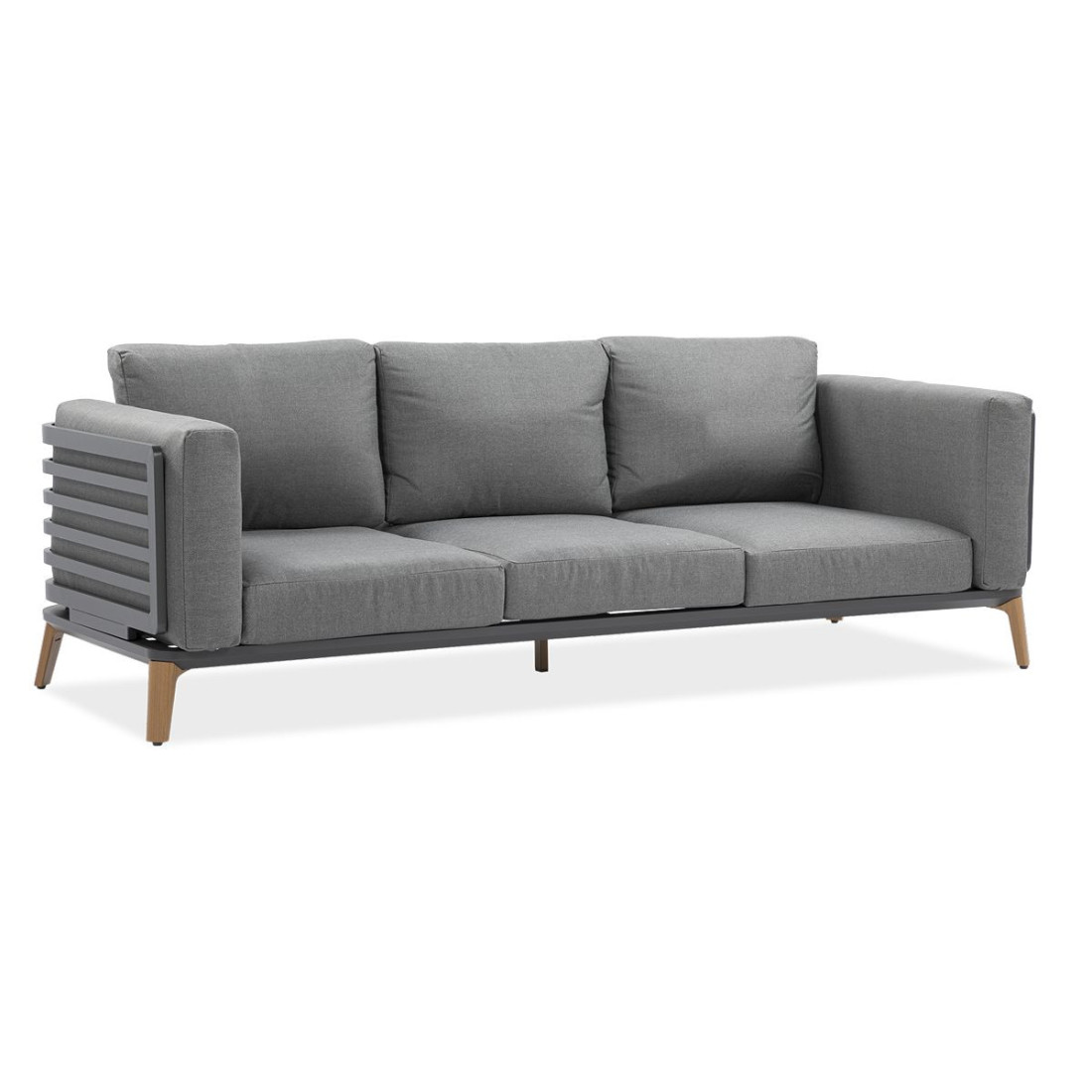 widok z góry na zestaw radisson z sofą i dwoma fotelami na przeciwko , stoliki po między