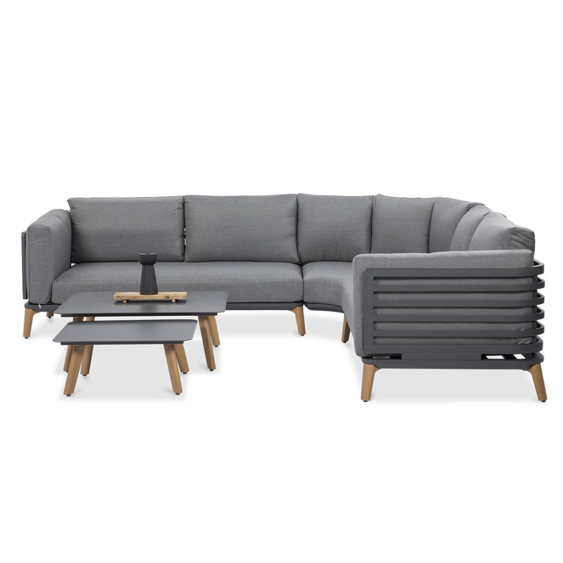 bok zestawu narożnego z dwoma stolikami radisson caffe grey