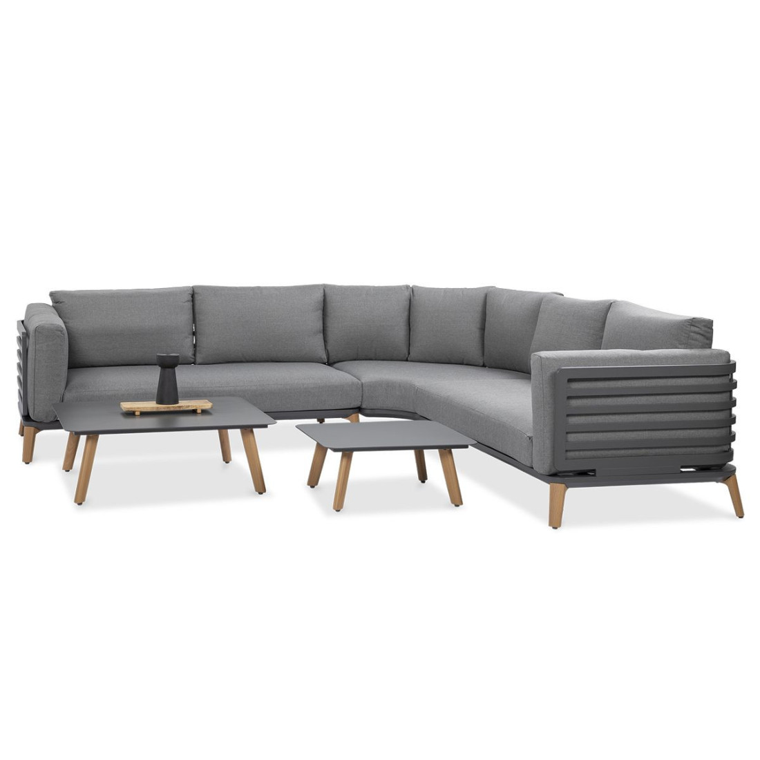 Zestaw mebli na taras: narożnik i dwa stoliki