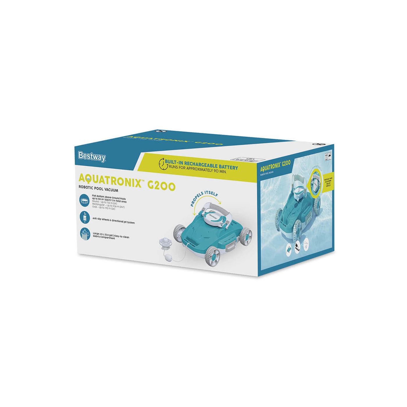 Karton w jaki jest zapakowany automatyczny odkurzacz do basenów AQUATRONIX G200 od Bestway