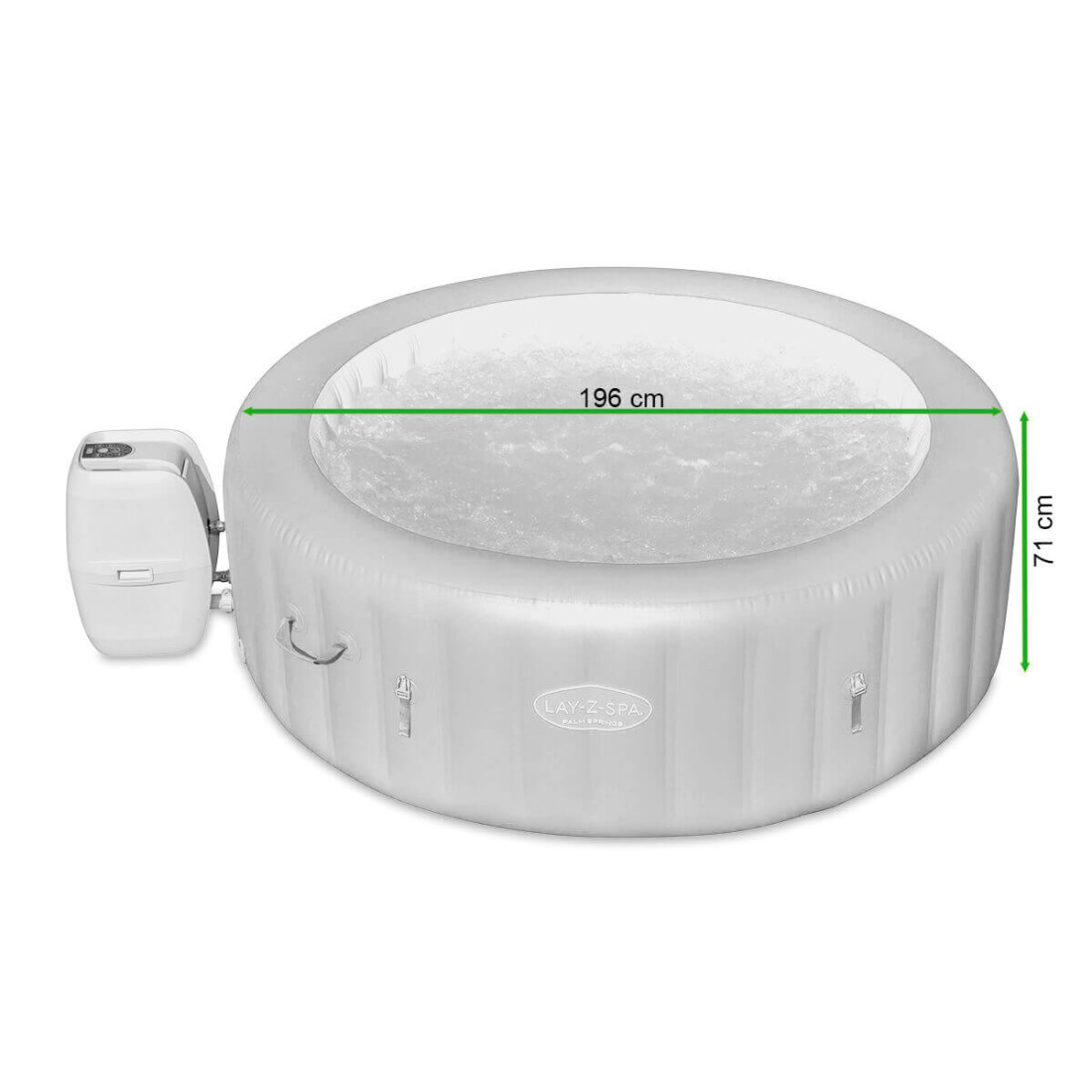 Rycina z wymiarami jacuzzi ogrodowego PALM SPINGS Airjet od Bestway