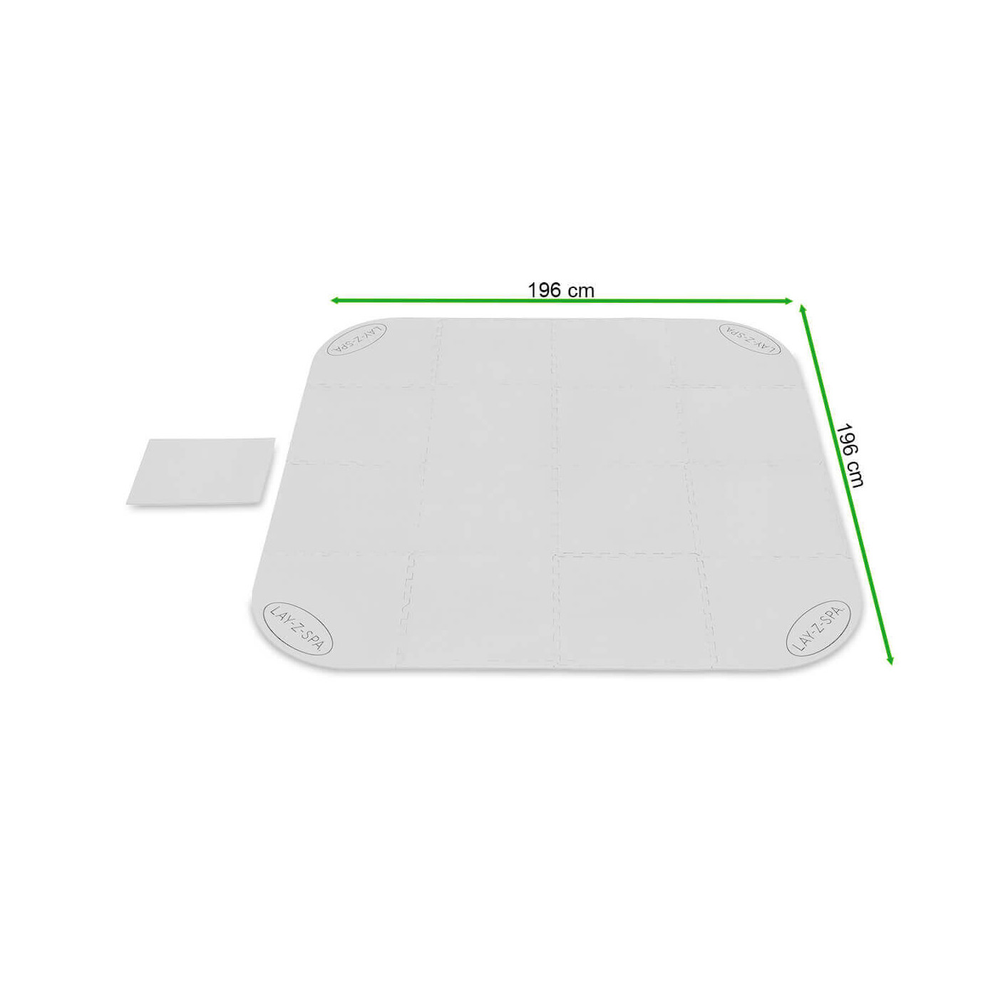 Rycina z wymiarami maty ochronnej pod jacuzzi LAY-Z-SPA
