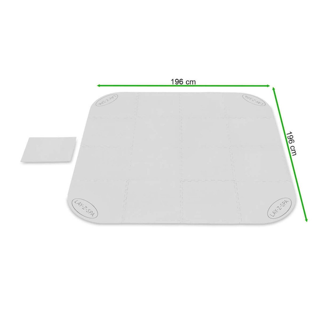 Rycina z wymiarami maty ochronnej pod jacuzzi LAY-Z-SPA