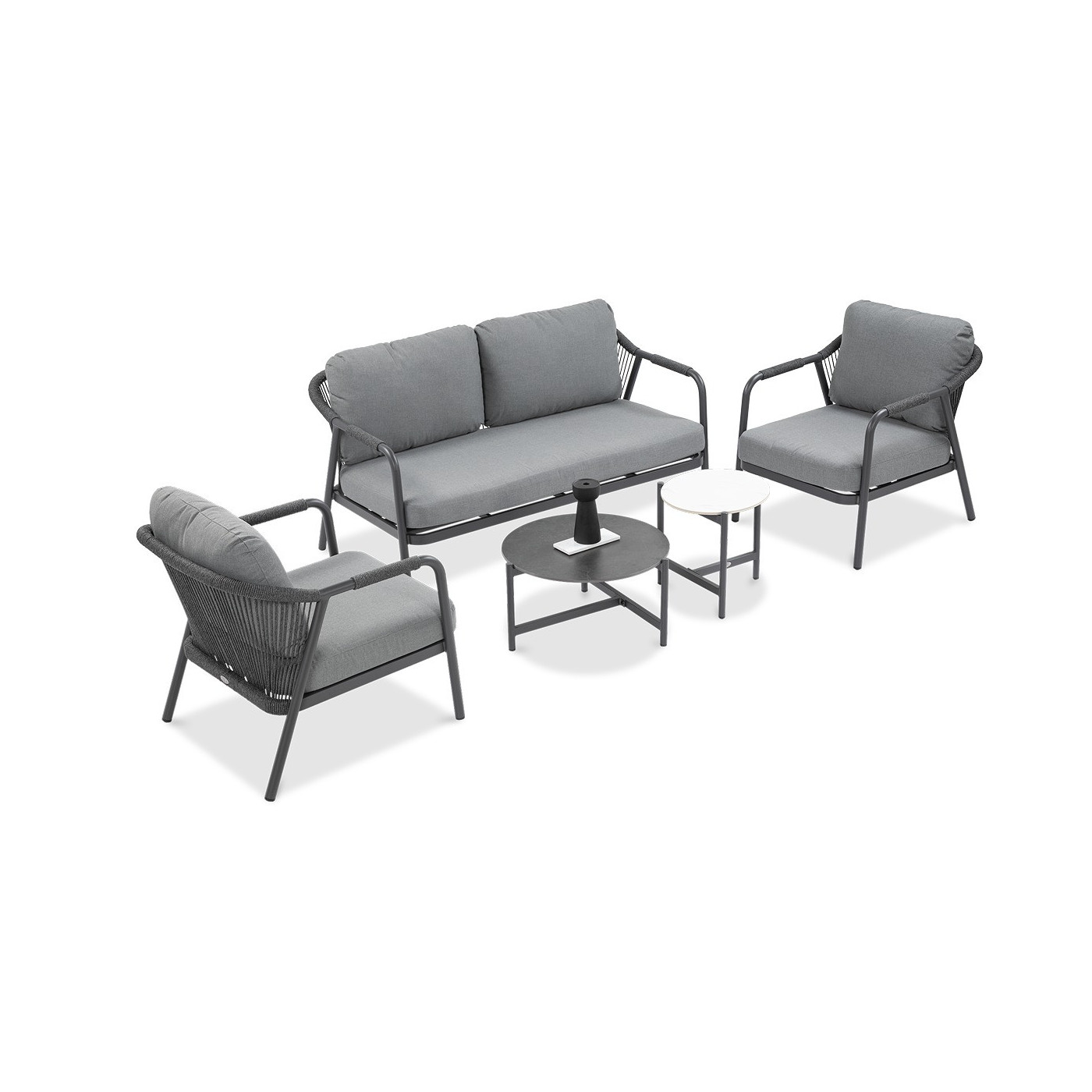 Widok z góry na szary czteroosobowy zestaw wypoczynkowy grafton caffe