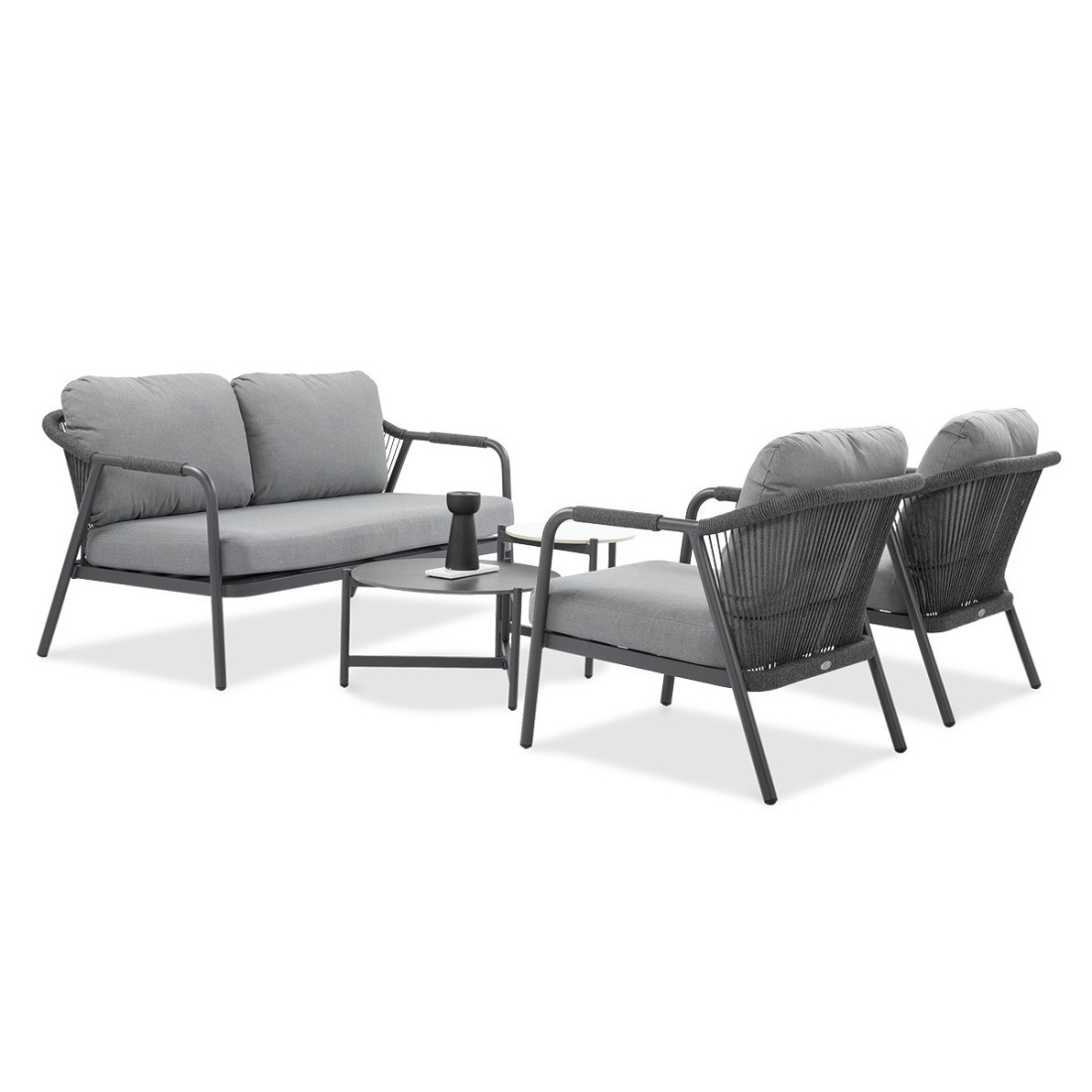 Bok zestawu grafton caffe w konfiguracji sofa i dwa fotele na przeciwko siebie